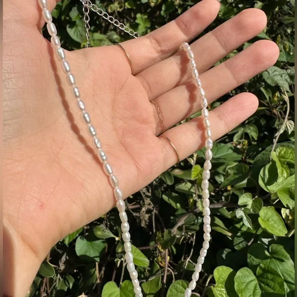 Pearl String Necklace Sterling Silver - Picture 2 of 3